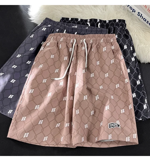 Men's Summer Plaid Patchwork Beach Shorts Detail