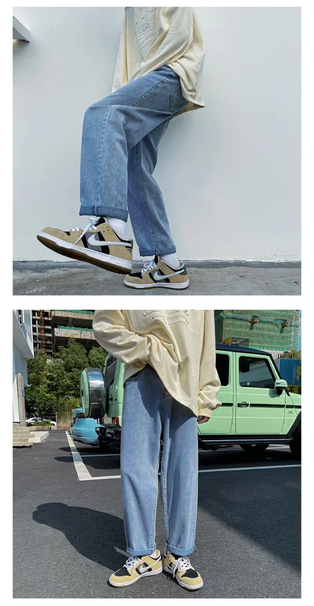 Men's Loose Straight Fleece Jeans Detail