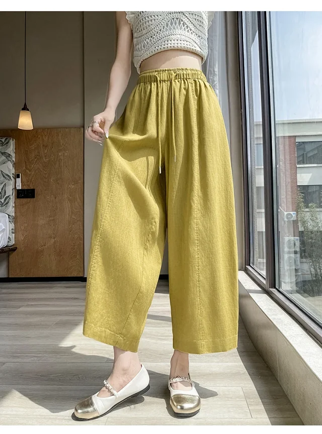 Tencel Linen Capris for Women Detail