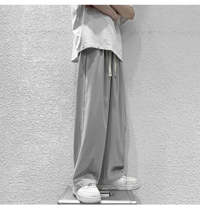 Men's Summer Ice Silk Casual Pants (Plus Size, Drawstring, Loose, High Street Style) Detail