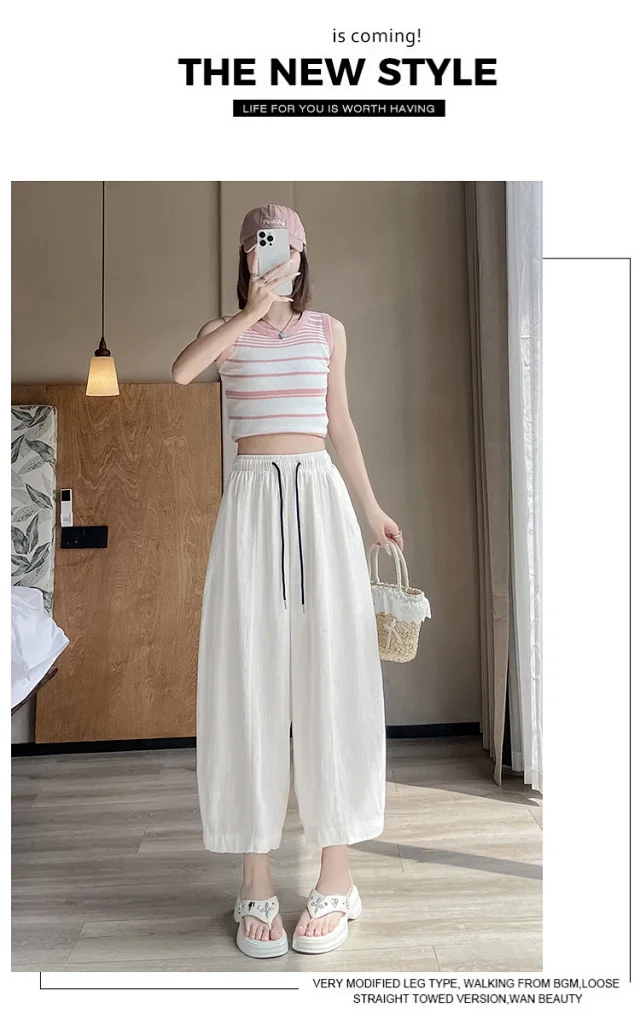 Tencel Linen Capris for Women Detail