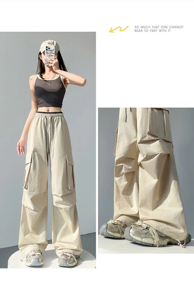 2025 Summer Dopamine Colorful High-Waist Street Cargo Pants Detail
