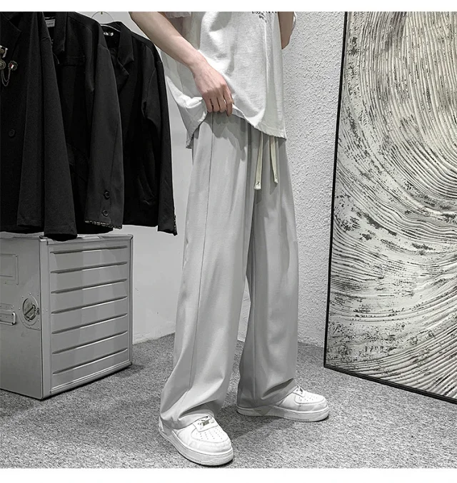 Men's Summer Ice Silk Casual Pants (Plus Size, Drawstring, Loose, High Street Style) Detail