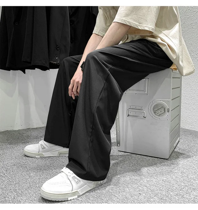 Men's Summer Ice Silk Casual Pants (Plus Size, Drawstring, Loose, High Street Style) Detail