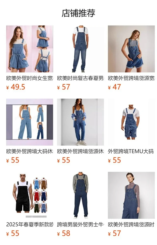 Retro Street Denim Overalls Detail