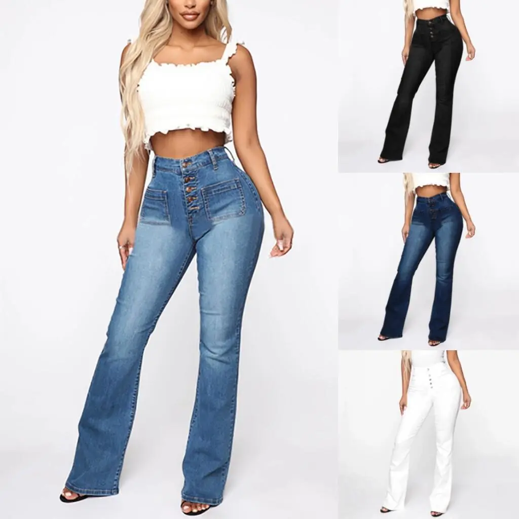 Elastic Flared Jeans for Women (Wish/Amazon)
