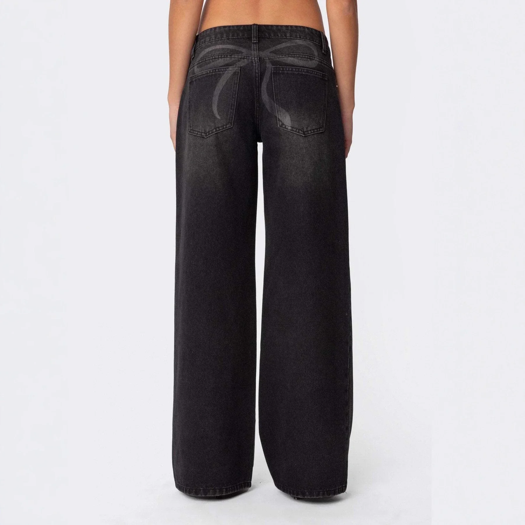 Women's Wide-Leg Printed Denim Pants