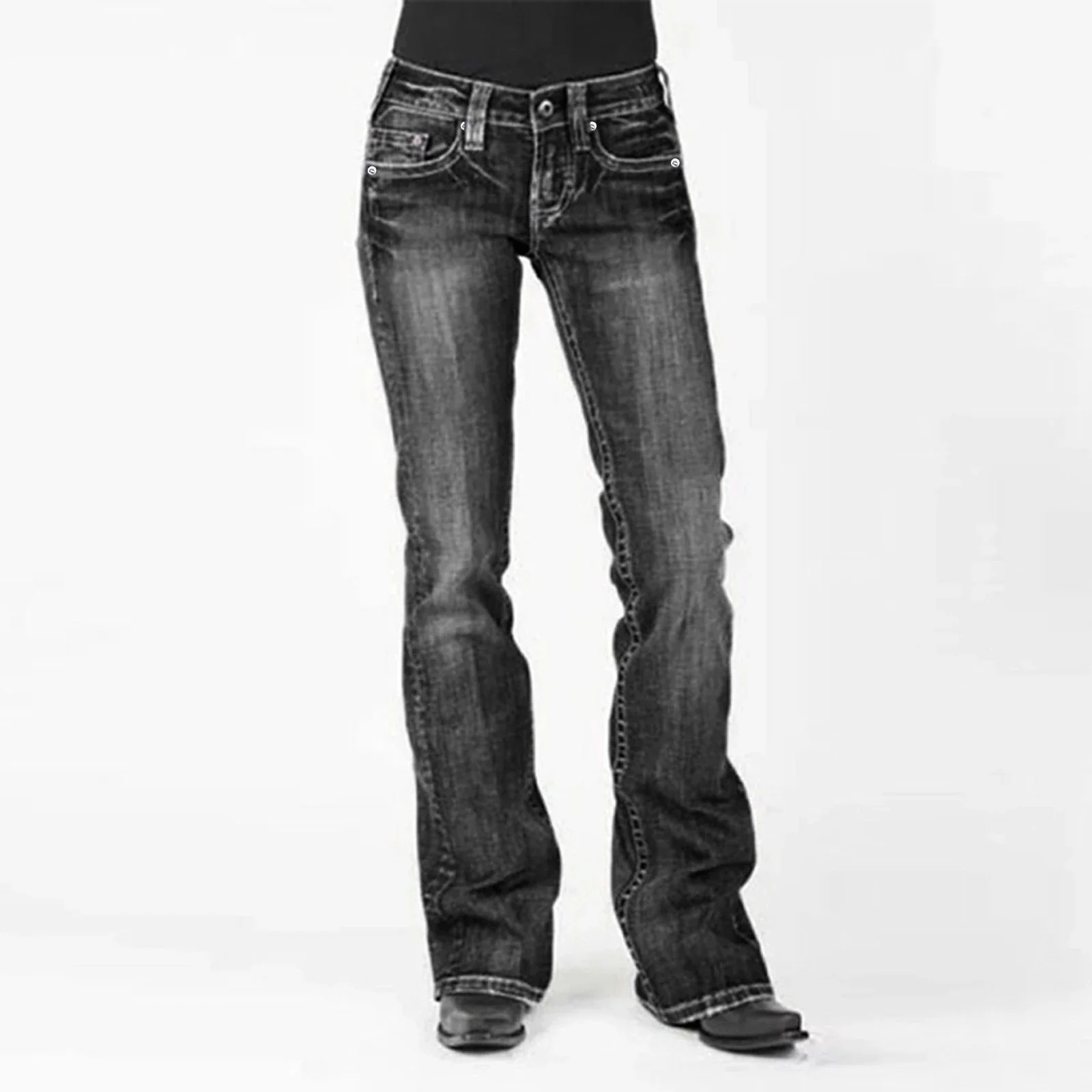 Vintage Mid-Rise Flare Jeans for Women