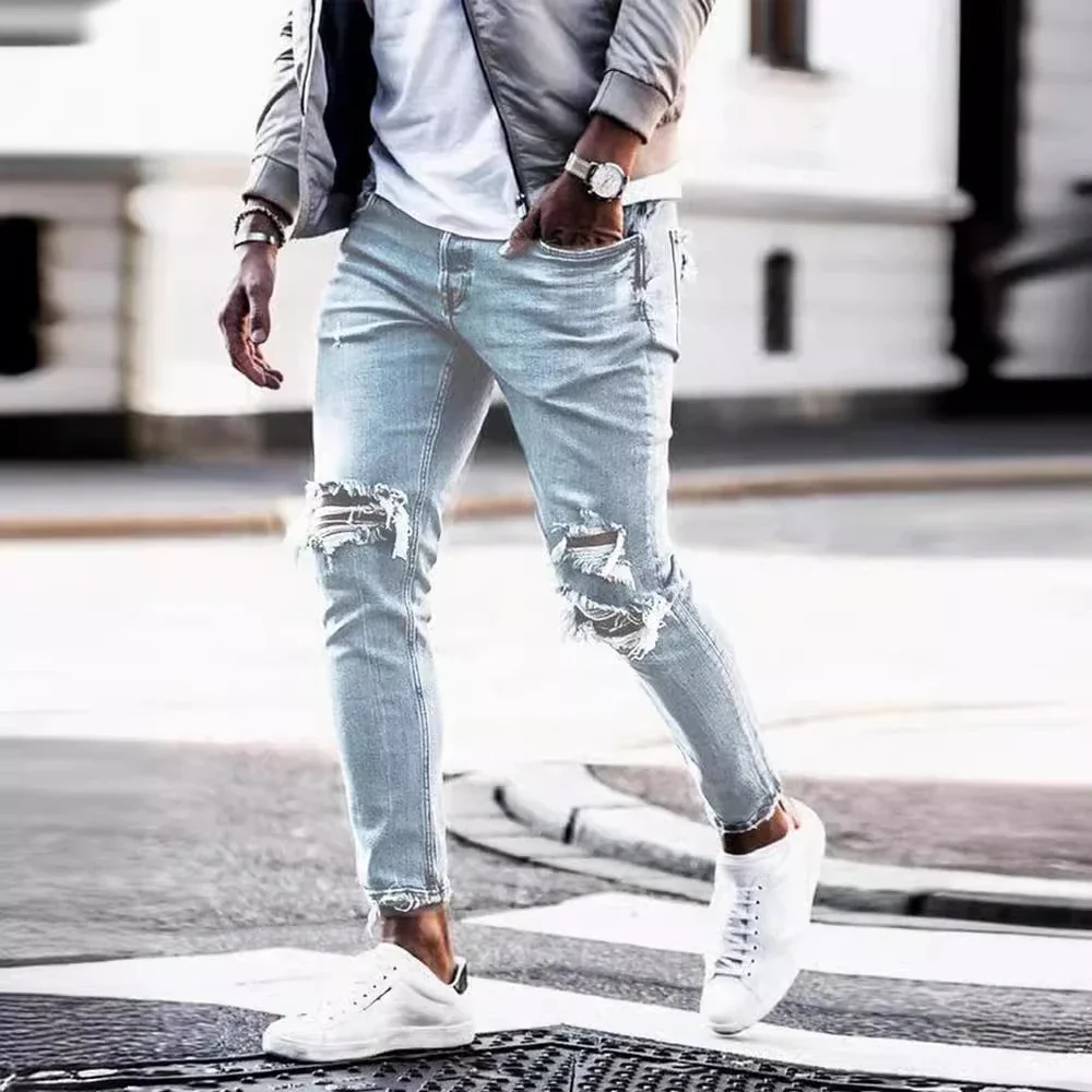 Men's Ripped Fashion Washed Jeans