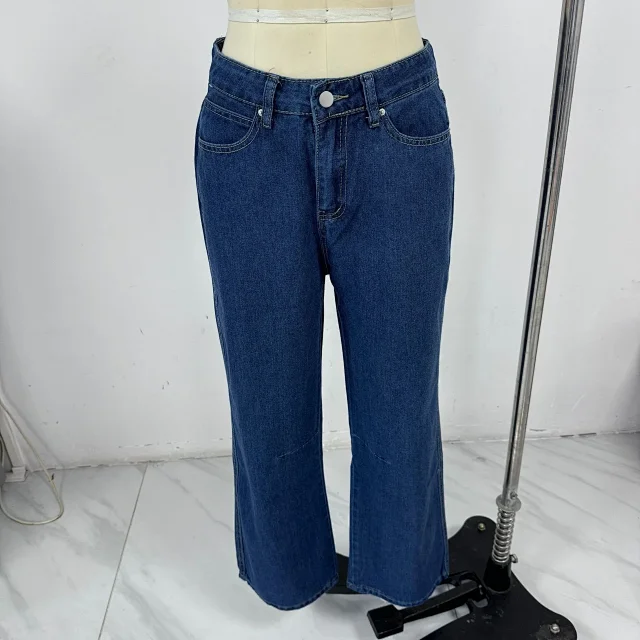 Factory Direct Vintage Dark Blue Wide Leg Jeans Detail