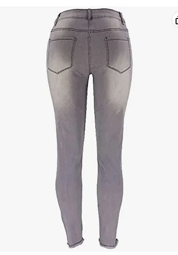 High-waisted Stretch Ripped Jeans for Women Detail