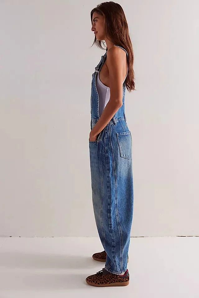 Retro Street Denim Overalls Detail
