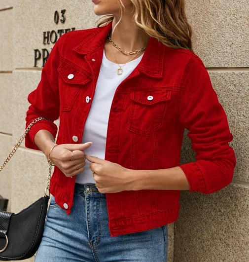 Fashion Slim Collar Denim Coat (for Europe & America) Detail