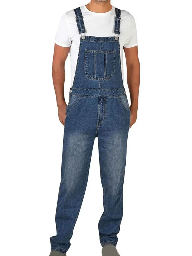 Vintage Men's Spring/Summer Denim Overalls Detail
