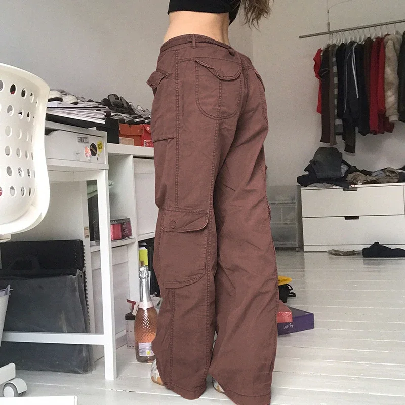 Trendy Women's Gray Wide-Leg Cargo Pants