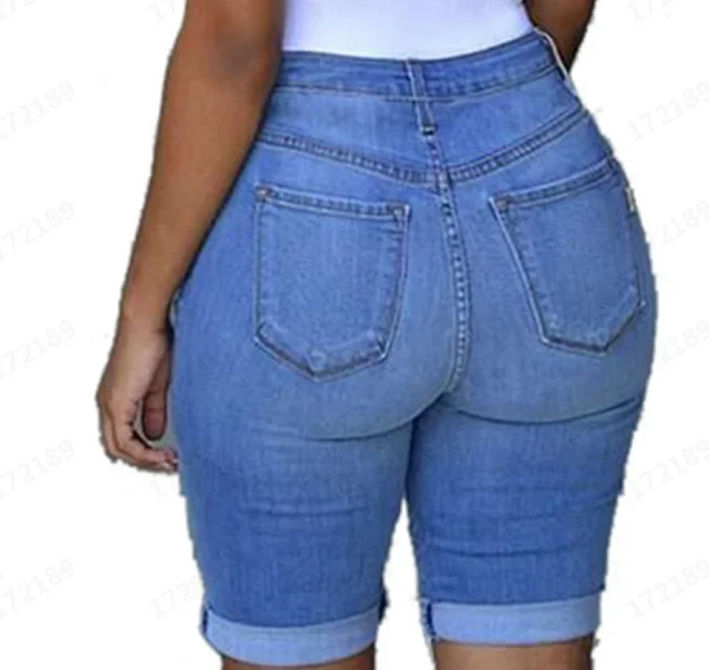 8851# Trendy 2025 Women's Distressed Denim Shorts (Euro - American Style) Detail