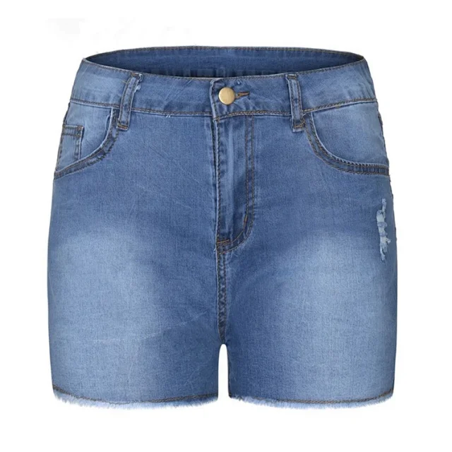 Aliexpress Indie Site: Elastic Ripped Fringe Denim Shorts (Women) Detail
