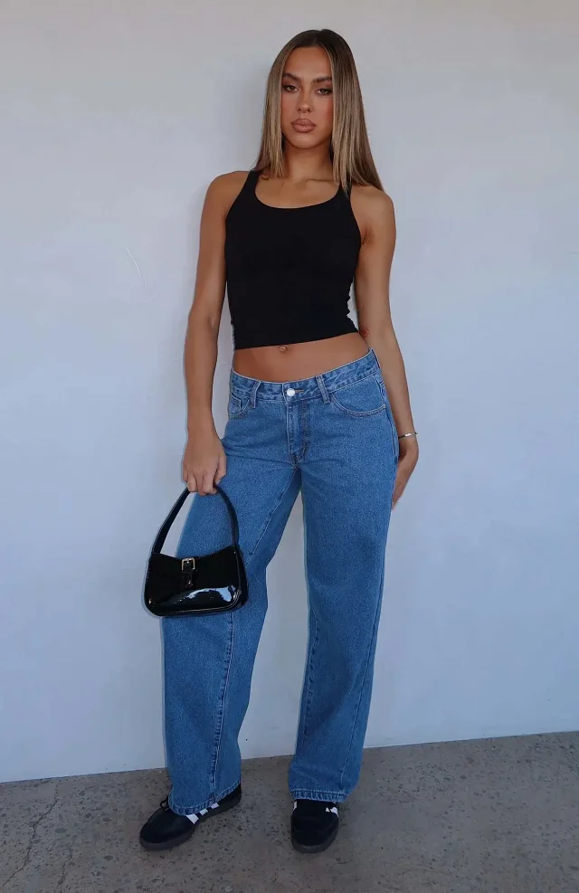 Chic Mid - Rise Straight Jeans for Ladies Detail