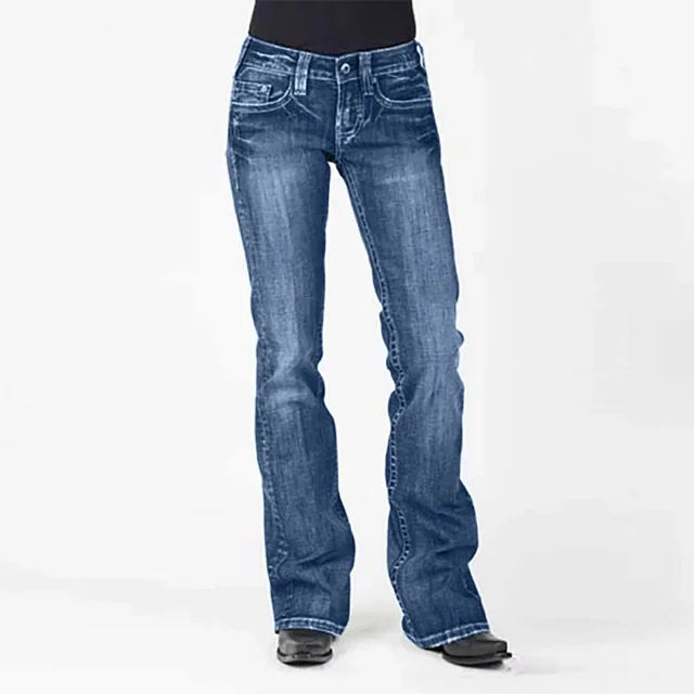 Vintage Mid-Rise Flare Jeans for Women Detail