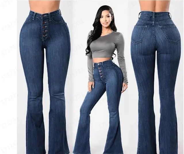 High-waisted Stretch Wide-leg Jeans (Women) Detail