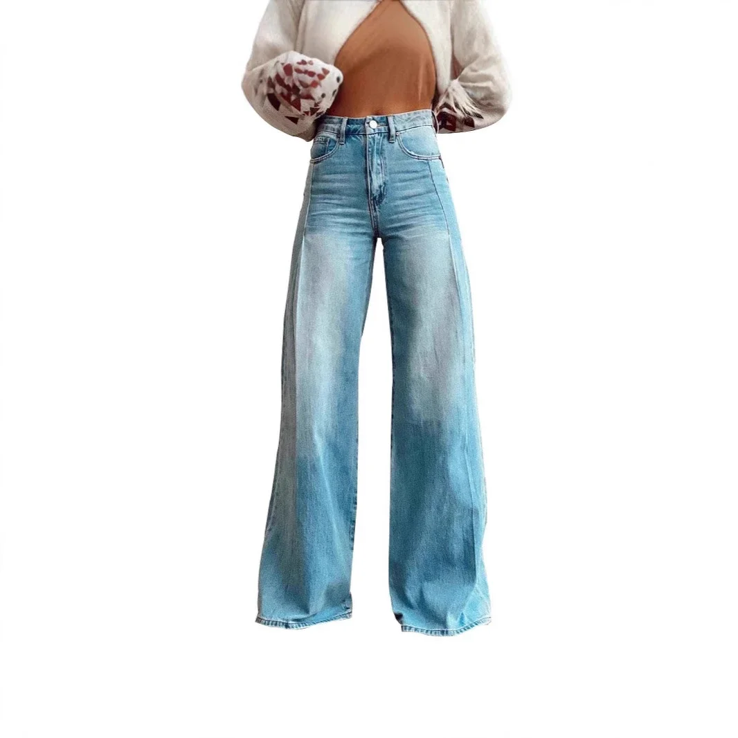 Women's Retro Wide-Leg Denim Pants