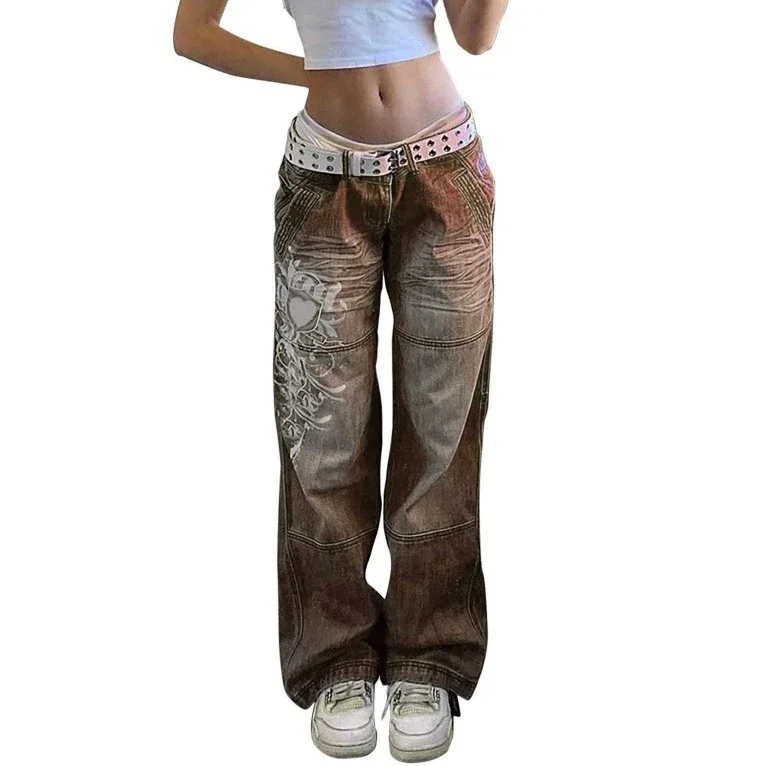 Street-style Irregular Print Loose Jeans