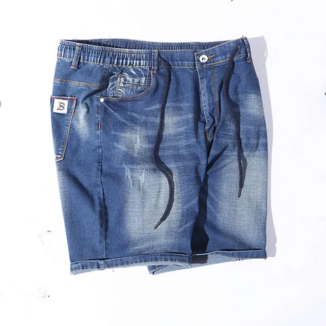 Men's Summer Elastic Waist Denim Shorts (Plus Size) Detail