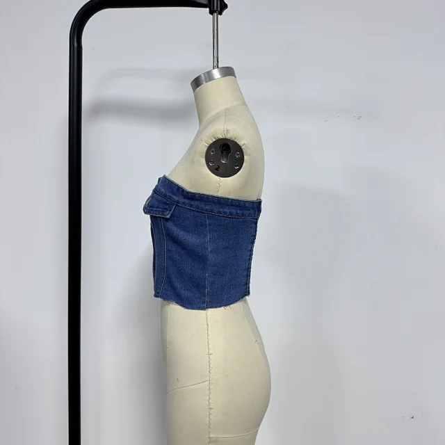 Sexy Slim Denim Vest for Women Detail