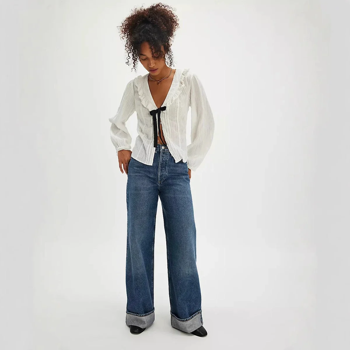 Retro High-waist Straight Jeans
