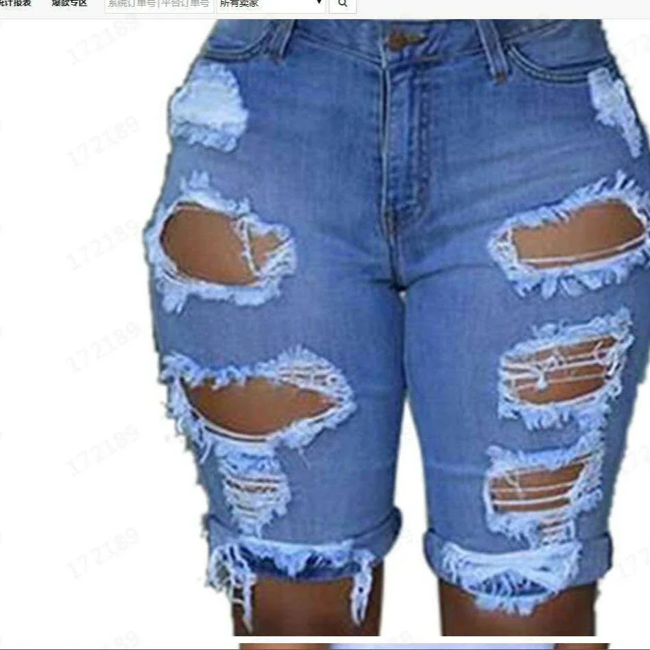 8851# Trendy 2025 Women's Distressed Denim Shorts (Euro - American Style)