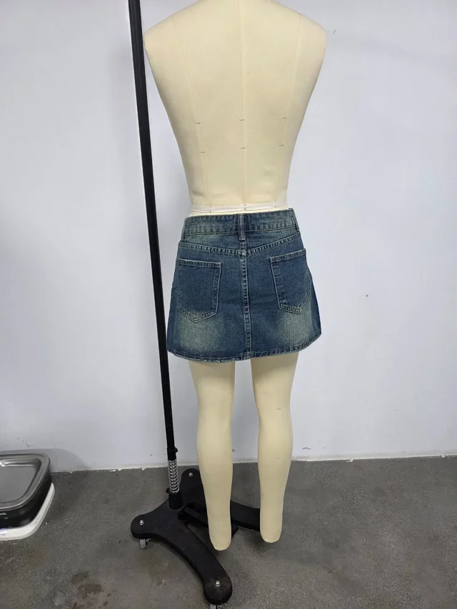 Manufacturer Direct: TEMU/SpeedSell/Amazon Slim Fit Casual Stretch Denim Mini Skirt for Women Detail