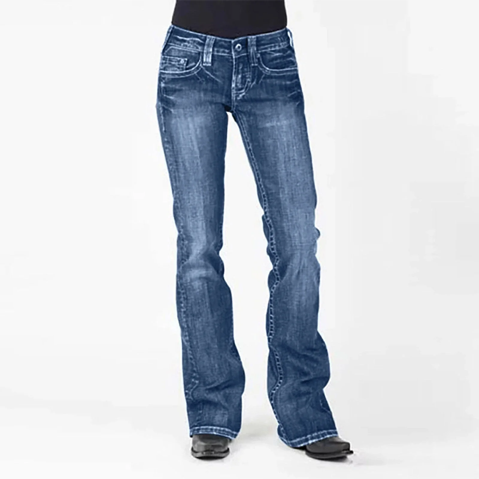 Vintage Mid-Rise Flare Jeans for Women