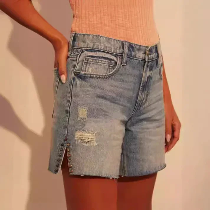 H&M Women's Denim Shorts with Raw Hem