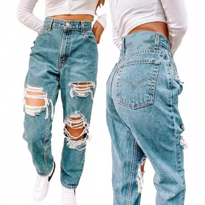 Retro Ripped Jeans for Women (Stock Available)