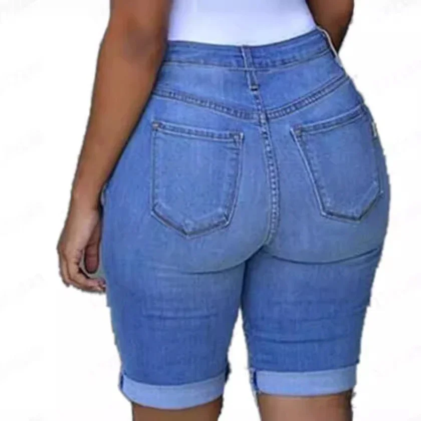 8851# Trendy 2025 Women's Distressed Denim Shorts (Euro - American Style)