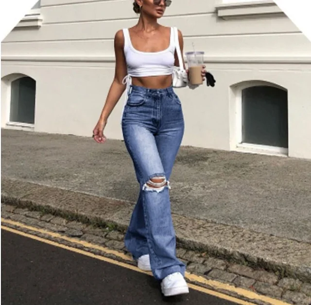 High - Waisted Wide - Leg Jeans for Women Detail