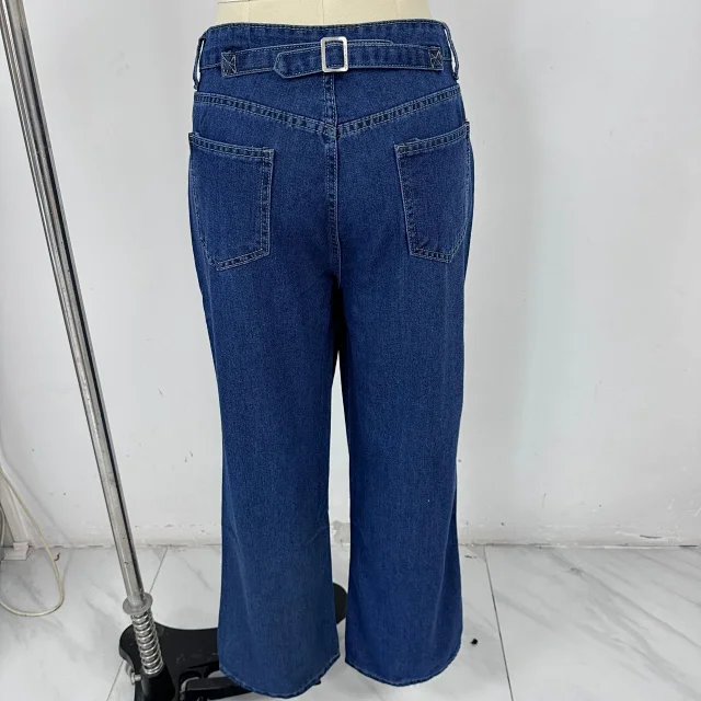 Factory Direct Vintage Dark Blue Wide Leg Jeans Detail