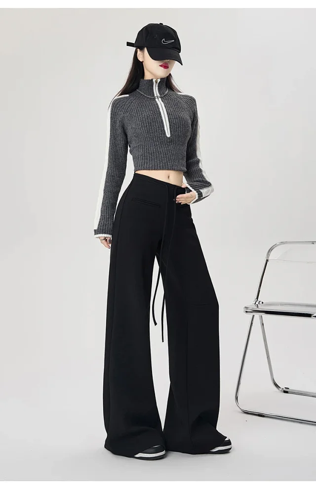 2025 Fall New American Hot Girl Wide-Leg Pants Detail