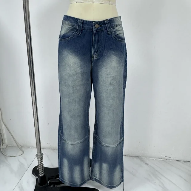 Factory Direct Retro Wide Leg Denim Detail