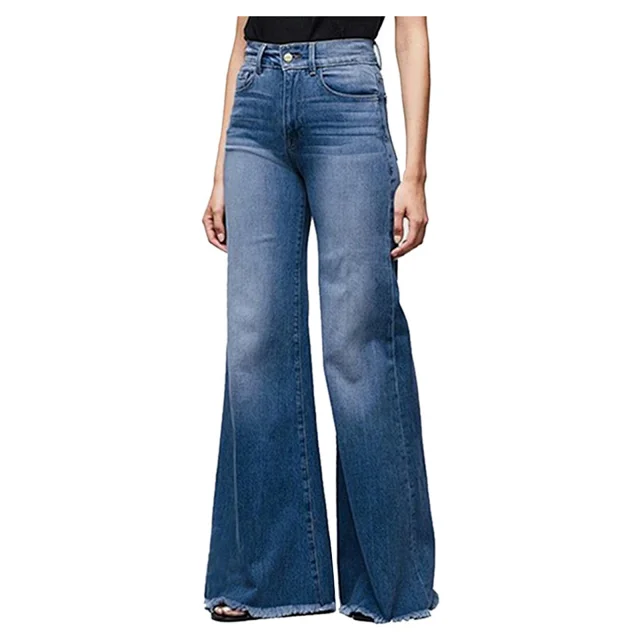 High-waist Butt-lifting Tie Flared Wide-leg Jeans (Women) Detail