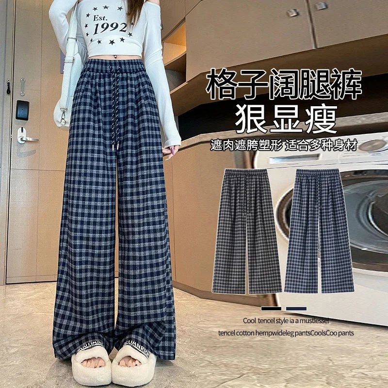 Early Autumn Vintage Plaid Wide-leg Pants