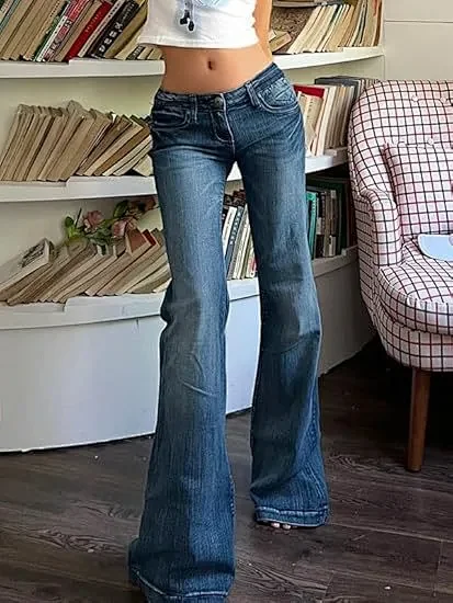 TEMU Vintage Bell - bottom Jeans for Women Detail