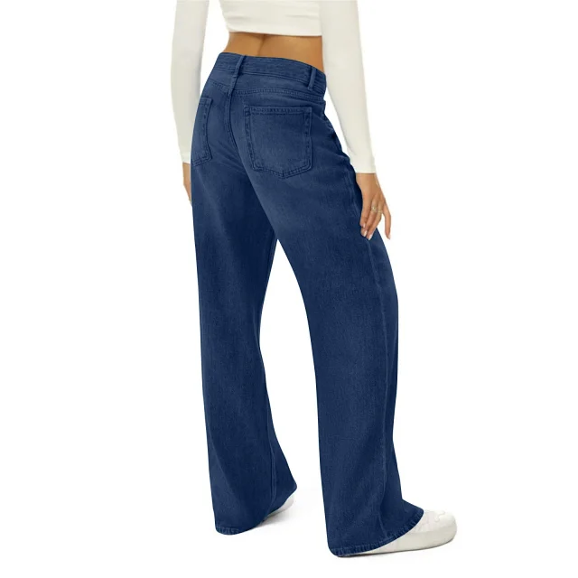 Women's Retro Wide-Leg Denim Pants Detail