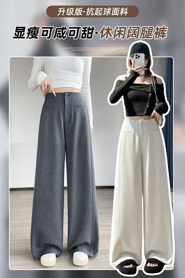 Women's Grey Wide - leg Suit Pants 2025 Detail