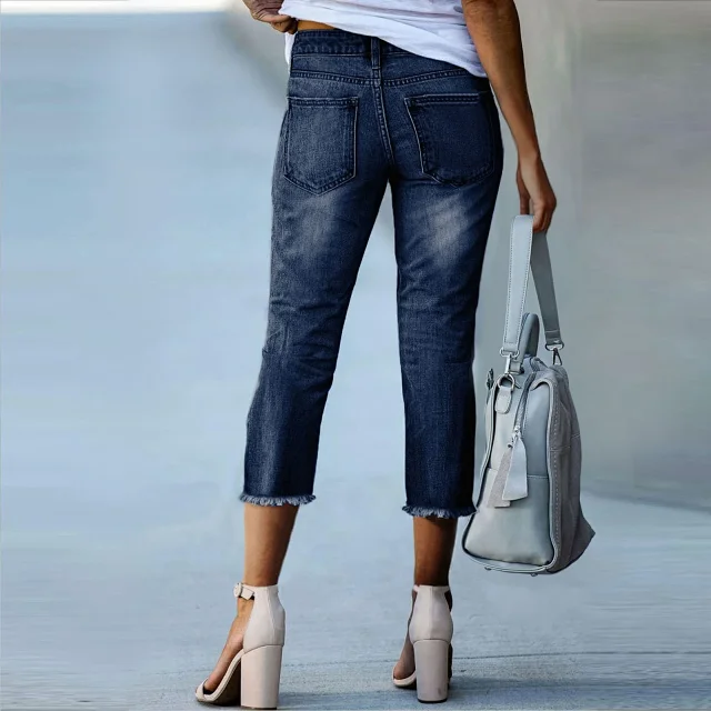 Women's Fashion Retro Slim Stretch Denim Jeans Detail