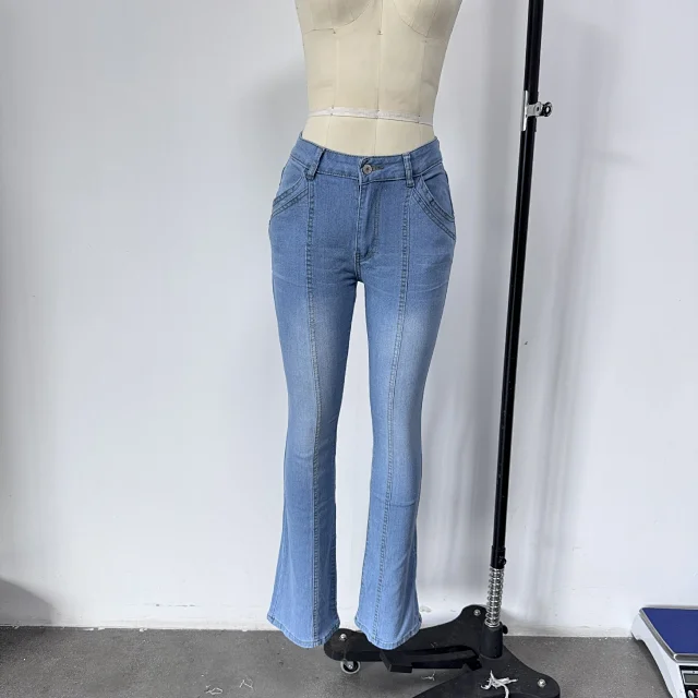 Western Women's Denim Low-rise Flared Pants Detail