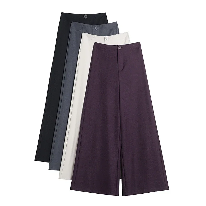 Women's 2025 Autumn Gray Wide - leg Pants