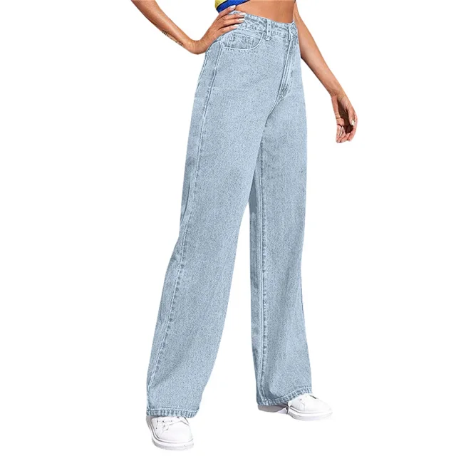 High-Waisted Wide-Leg Denim Jeans for Women Detail
