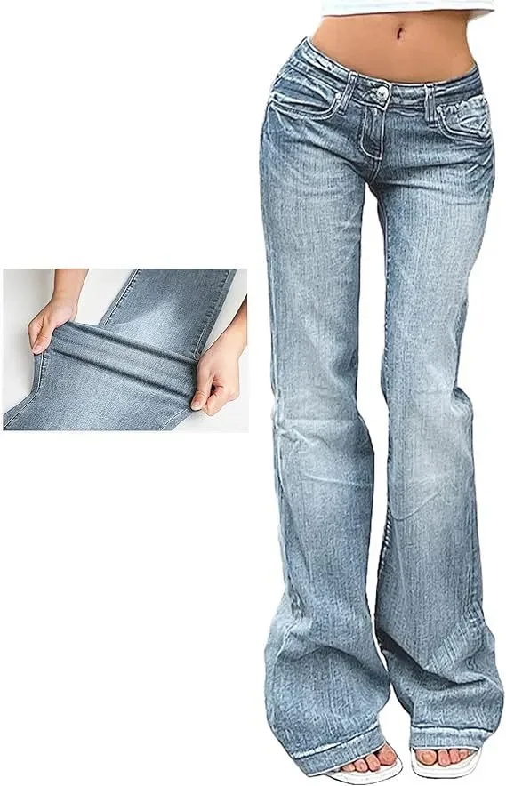 TEMU Vintage Bell - bottom Jeans for Women Detail