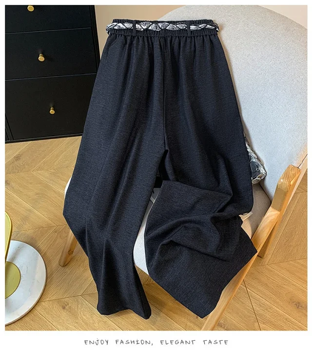 2025 Fall New Loose Scarf Belt Wide-leg Pants Detail